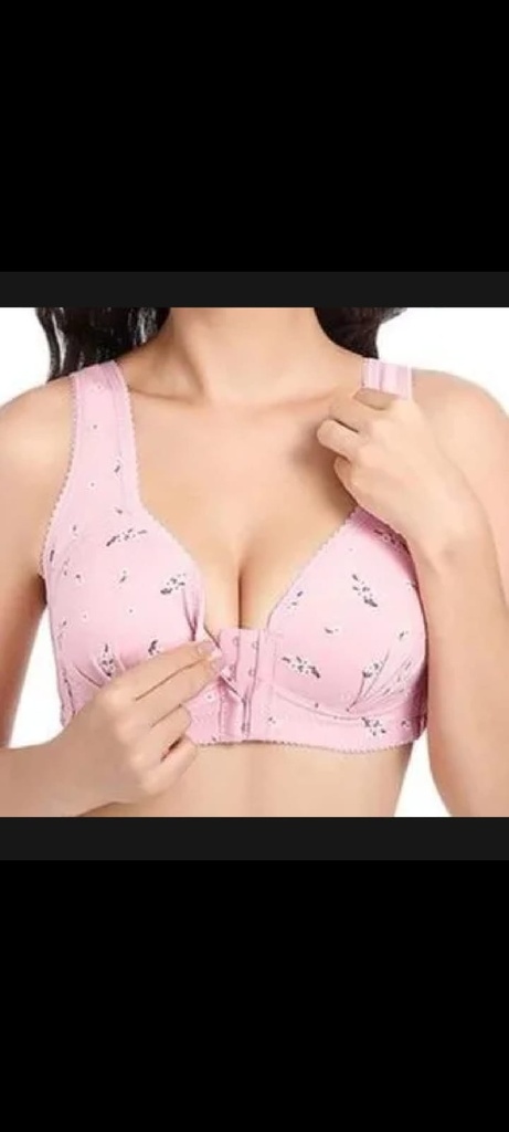 Women's Floral Printed Front Closure Bra (Pink)